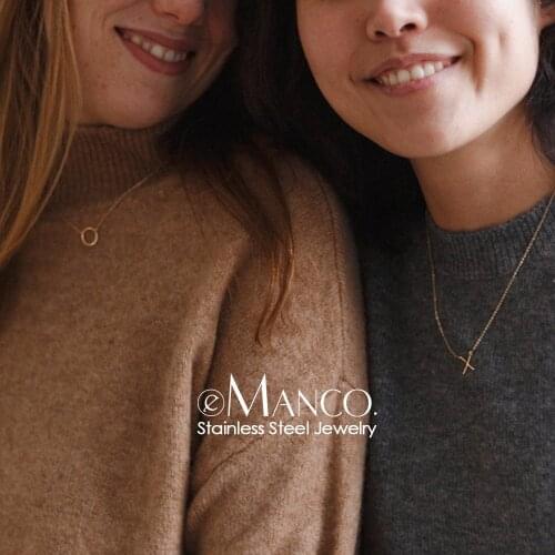 E-Manco minimalist stainless steel necklace women couples pendant chokers necklaces for women best friend necklace