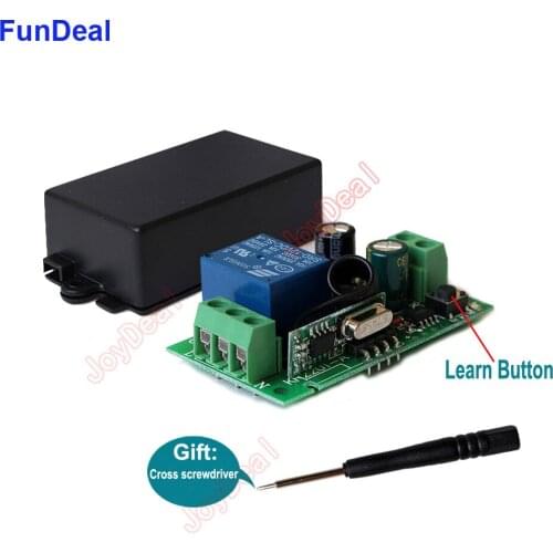 FunDeal 433 MHz Wireless RF AC 110V 220V 1 Channel Remote Control Receiver Module For Led Light Lamp Bulb Garage Door Opener Diy