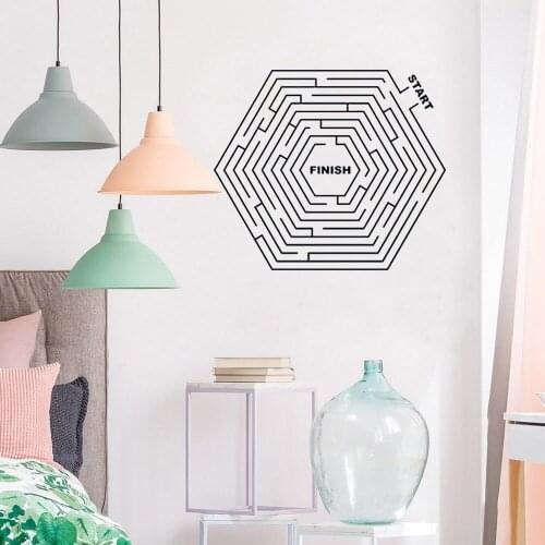 Geometric Maze Wall Sticker Finish Start Excitation Wall Decal Home Decor For Living Room Bedroom Vinyl Art Mural DW7122
