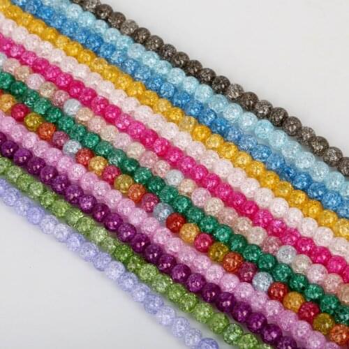 39cm/lot 8mm Hole 1mm Multi Colors Cracked Crystal Round Loose Spacer Beads for Necklace & Bracelet & DIY Jewelry Making