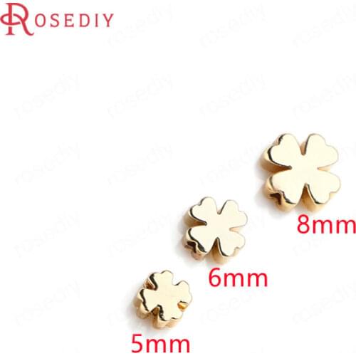 40328)50PCS 5x3MM 24K Gold Color Brass Flower Bracelets Beads Spacer Beads Jewelry Making Supplies Diy Findings Accessories