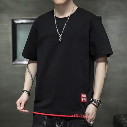 2021 Summer 7xl 6xl 100%Cotton Large Size Men T-Shirt Styles Increase Plus Fat Loose Pure Cotton Short Sleeved T Shirt Men