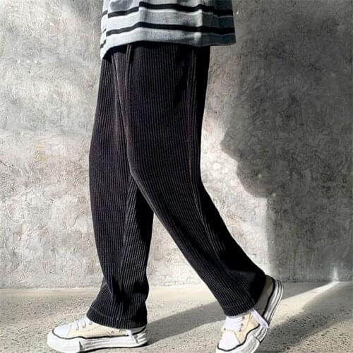 Foufurieux Man Casual Tie Leg Straight Pants Woman Corduroy Solid Color Oversize Trousers Man Warm Korean Streetwear Pants 2xl