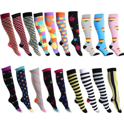 48 Styles Running Compression Socks 20-30 Mmhg Women Men Compression Socks for Pregnant Nurse Edema Cycling Socks Varicose Veins