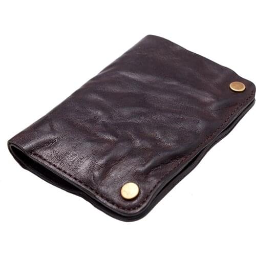 2020 New Handmade Men Wallet Genuine Leather Retro Youth Vertical Card Holder Wallet Mens Short Coin Purse Small Wallets Tide