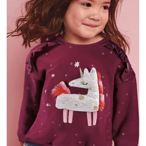 Autumn Baby Girl Unicorn Sweatshirt Stars Hoodies Kids Cotton Clothes Sweater Toddler Girl Outfits Cartoon Warm Pullovers Tops
