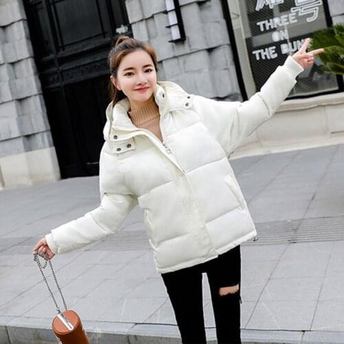 2020 Down Cotton Coat Women Korean Loose Bread Clothing Casual Long-Sleeved Thick Padded Coat Female Zipper Pocket Fashion Q309