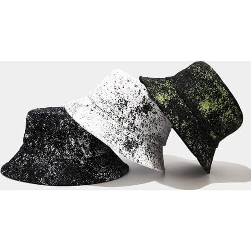 Fashion Summer Harajuku Panama Bucket Hat Tie Dye Print Fisherman Hat Reversible Bob Bucket Cap For Men Women