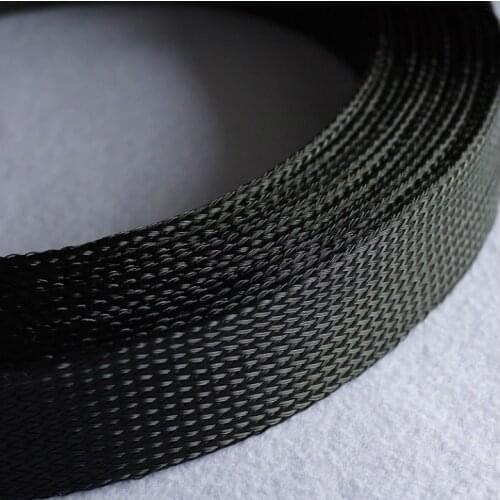 14MM 16MM 18MM 20MM 25MM 30MM 35MM 40MM 60MM 100MM black Flat PET Sleeves Braided Expandable Cable Wire nylon Snakeskin Sleeving
