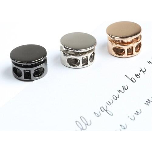 Alloy Flat Side Cord Stopper Press Lock Rope Ends Lid 2 Holes Drawstring Toggles Clip For Clothes Apparel Shoelace Accessories
