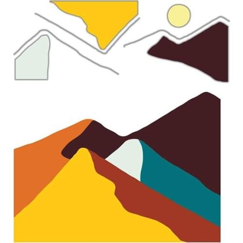 New Mountain Sunrise Cutting Dies and Stamps Scrapbook Dariy Decoration Stencil Embossing Template Diy Greeting Card Handmade