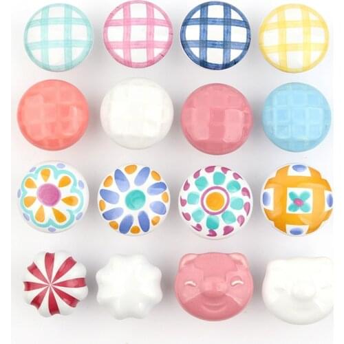 Rural Acme Nordic Style Ceramic Single Cartoon Round Wardrobe Kitchen Garden Door Handle Modern Cabinet Handle