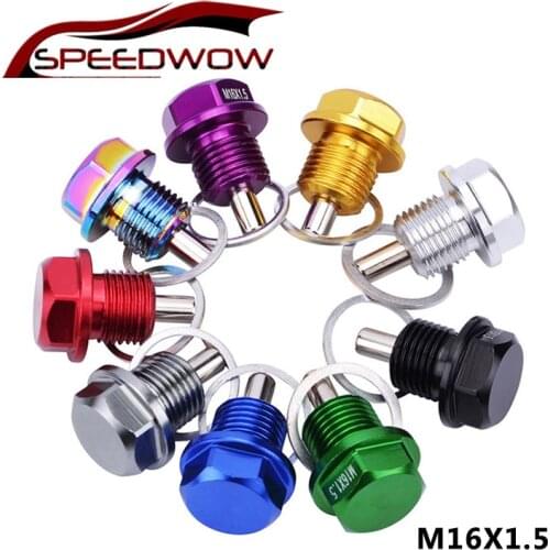 SPEEDWOW M16*1.5 Magnetic Oil Sump Nut Drain Oil Plug Screw Oil Drain Aluminum Magnetic Oil Plug Nut 9 Colors