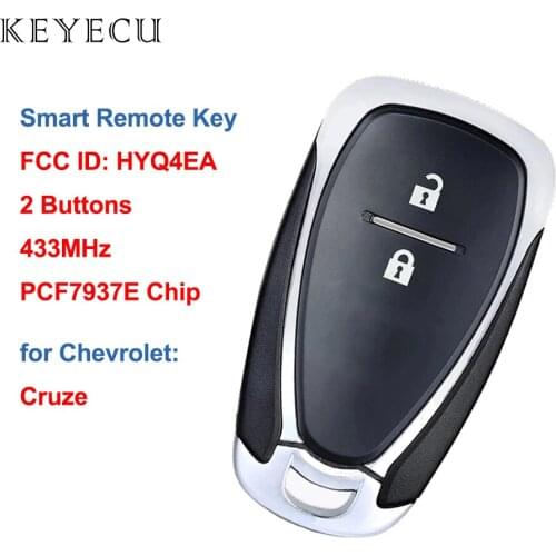 Keyecu Smart Remote Car Key 2 Buttons 433Mhz PCF7937E Chip for Chevrolet Cruze 2017 2018 2019 FCC ID: HYQ4EA