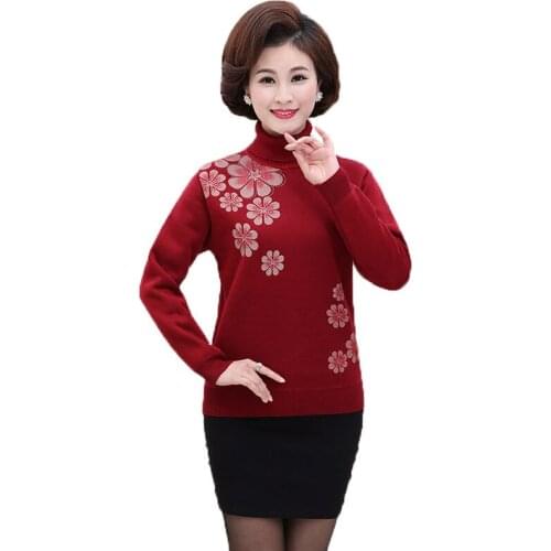 Middle-aged Winter Womens Sweater Pullovers Female Plus cashmere Thicken Loose Fashion Warm Sweater Plus Size Knit Sweater T292