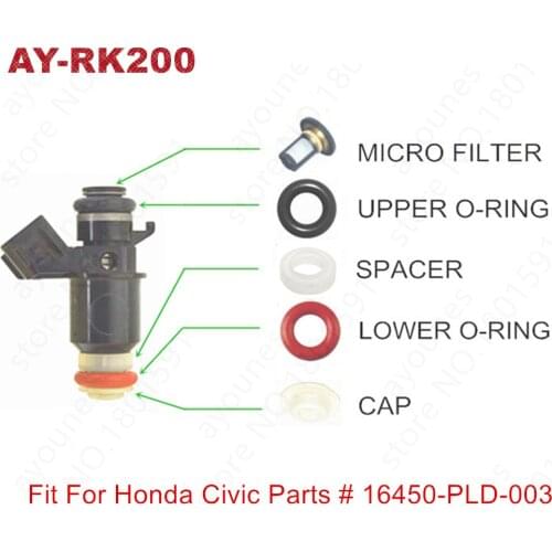 40sets/200pcs Fuel Injector Rebuild Repair Kit for parts 16450-PLD-003 842-12282 for Honda Civic 1.7L LX EX CX H 2001-2005