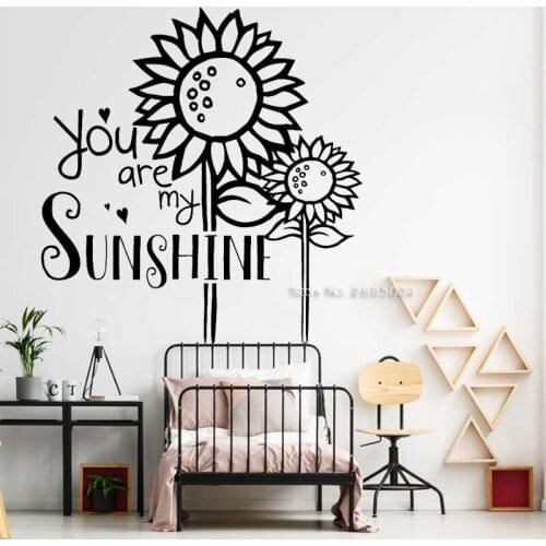 Sunflower Quotes Wall Decal - You are My Sunshine - Flower Vinyl Decor for Bedroom Playroom Home Decoration Wall Stickers LC1438