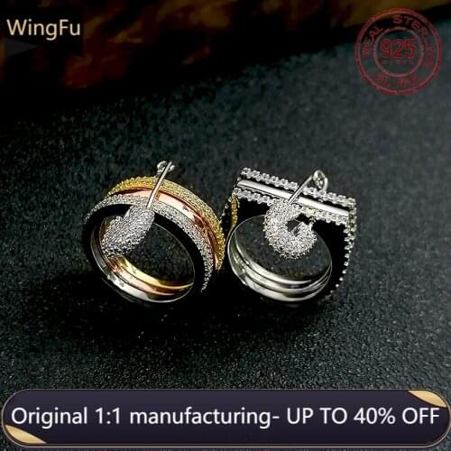 925 Sterling Silver Rectangular Pin Round Rectangular Inlaid Zircon Ring Luxury Brand Monaco Womens Jewelry