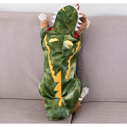 Pet Halloween Winter Warm Coat Jumpsuits for Pets Dog Puppy Hoodie Cosplay Costume Funny Crocodile Shape Dog Clothes