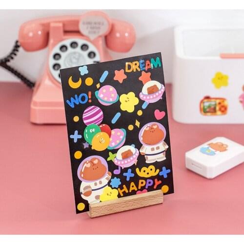 1sheet/pack Cartoon Style Rainbow Lele Bear Series Cute Hand Account DIY Decoration Collage Material Stickers