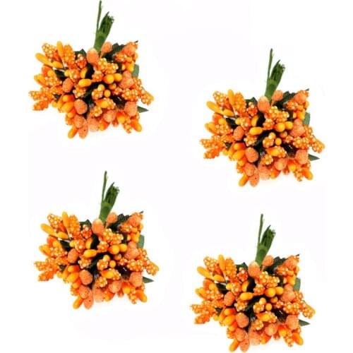 12pcs Handmade small stamen artificial flowers wedding wreath for Gift box Packing scrapbooking fake flowers 9 x 2.5cm