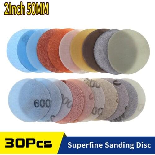 2 Inch Soft Superfine Sanding Disc 25mm Wet Dry Sandpaper 600- 5000 Grits Hook Loop For Car Polisher Sander Automotive Polishing