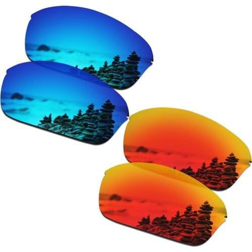 SmartVLT 2 Pairs Polarized Sunglasses Replacement Lenses for Oakley Half Wire 2.0 Ice Blue and Fire Red
