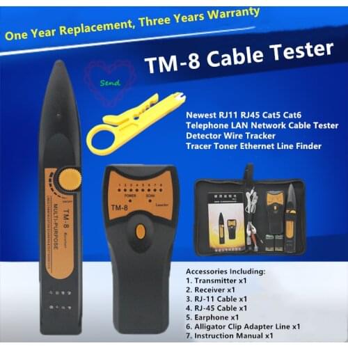 2019 Newest TM-8 Cable Tester Cat5 Cat5A Cat6 Cat6A RJ45 LAN Network RJ11 Phone Telephone Wire Tracker Diagnose Tone