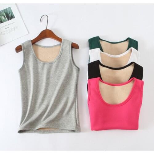 2019 Autumn Women Winter Tanks Warm Velvet Thicken Tank Solid All Match Camis Female Bottoming Vest Short Tops Plus Size AB1291