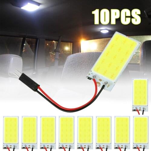 5Pcs/10Pcs Panel Led Dome Reading Light Map Lamp COB 15 SMD Car Interior Lights Auto Bulb W5W Festoon T10 Led Adapter