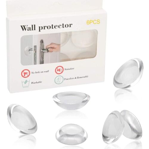 6PCS Door Stopper Wall Protector Self-Adhesive Door Handle Protector Reusable Silicone Bumper Washable Door Knob Wall Shield