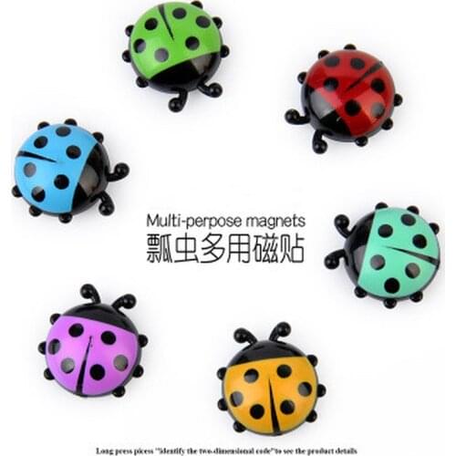 6Pcs Lovely Ladybug Fridge Magnets Home Decor Decorative Refrigerator Magnetic Sticker Room Decoration Message Paper Fixed Paste