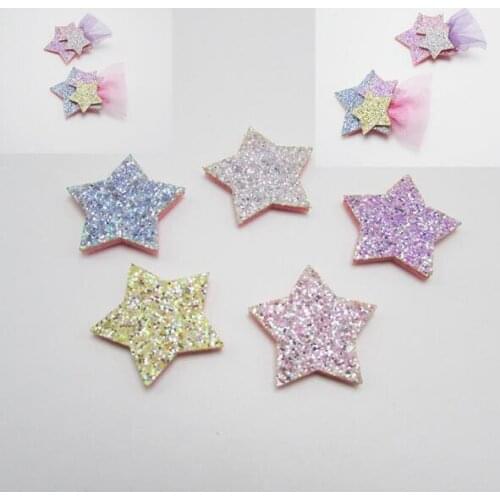 3cm 60pcs/lot Shiny Star Padded Applique For Children Headdress Accessories