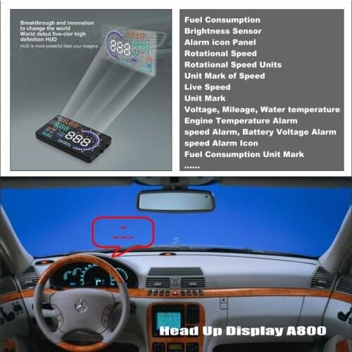 For Mercedes Benz S Class W220- Projection to windshield cars HUD head up display screen projector Decrease Frequency Look Down