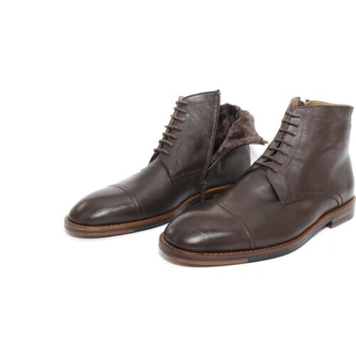 Handmade Brown Ankle Boots with Woolen Insoles & Zippers, Real Calf Leather, Injected Leather Soles, Premium Boots for Men