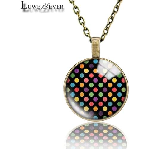 Black Colored Necklace 690 25mm Bronze 30mm Wood Rhinestone Double-sided Moon Round Glass Pendant For Women Gift