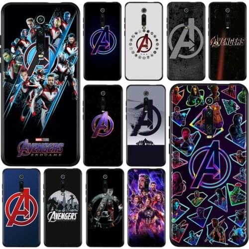 Marvel Avengers Logo For Xiaomi Redmi 9T 9I 9AT 9A 9C 9 8A 8 7A 7 6A 6 5A 5 4X PRO Prime Plus Black Soft Phone Case