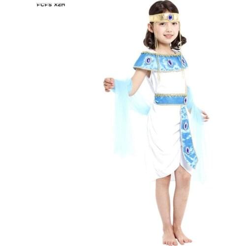 Girls Cleopatra Cosplay Kids Children Halloween Princess Queen of Egypt Costume Carnival Purim Stage play Masquerade party dress