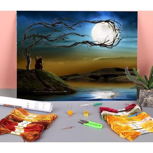 Woman Girl Printed Canvas 11CT Cross Stitch Embroidery Patterns DMC Threads Handicraft Handmade Painting Needlework Needle