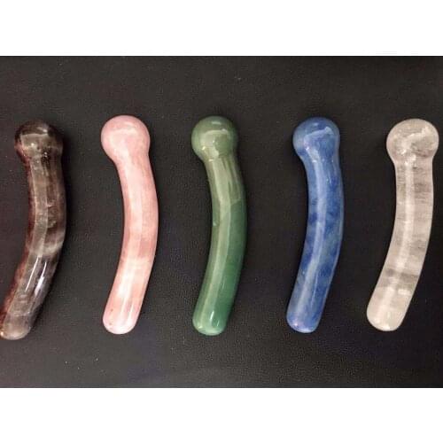 Wholesale sale of natural rose quartz glass curved rod hand-carved penis