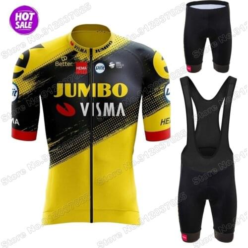Jumbo Visma Team 2021 Cycling Jersey Set France Tour Cycling Clothing Road Bike Shirts Bicycle Bib Shorts Ropa Ciclismo Maillot