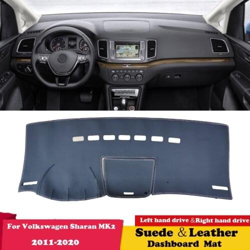 For VW Volkswagen Sharan 7N SEAT Alhambra 2011 - 2018 MK2 Leather Dashmat Dashboard Cover Pad Dash Mat Carpet Accessories Suede