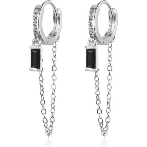 925 Sterling Silver Tassel Crystal Round Drop Earring for Women Wedding Brincos Pendientes femme Dangle Earrings eh378