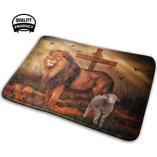 The Lion And The Lamb Soft Interesting Room Goods Rug Carpet Lamb Cross Lion God Holy Almighty Alpha Anointed Bridegroom Ing
