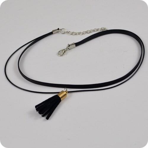 NEW Elegant Choker Necklace Black Velvet Suede Tassel pendant necklace Women Fashion Jewelry