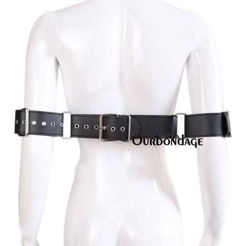 Ourbondage PU Leather Black Strap BDSM Fetish Bondage Wrist Arm Cuffs Restraints For Adult Sex Toy