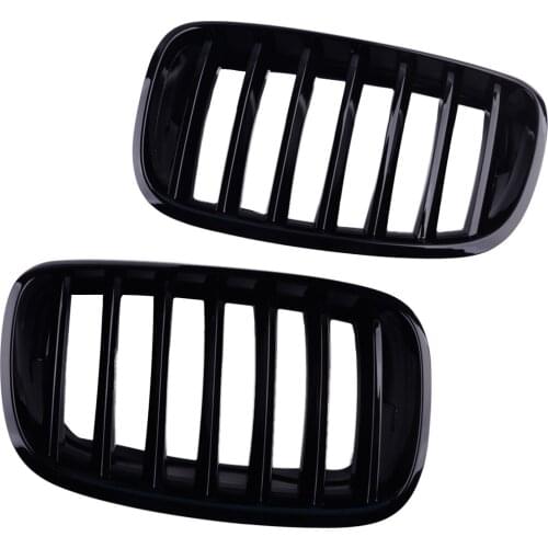 2 Pcs Front Grill Kidney Glossy Black Fit for BMW X5 E70 X6 E71 Hybrid E72 51137157687 51137157688 51137307599 2009 2010 2011
