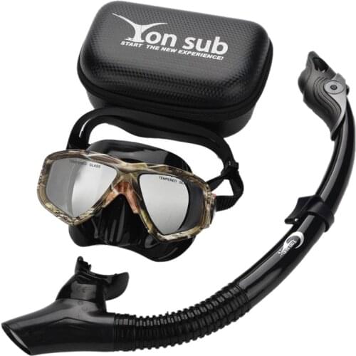 Yon Sub Professional Diving Mask Snorkel Anti-Fog Goggles Glasses Set Swimming Equipment Snorkel Breathing Tube Eye Protector