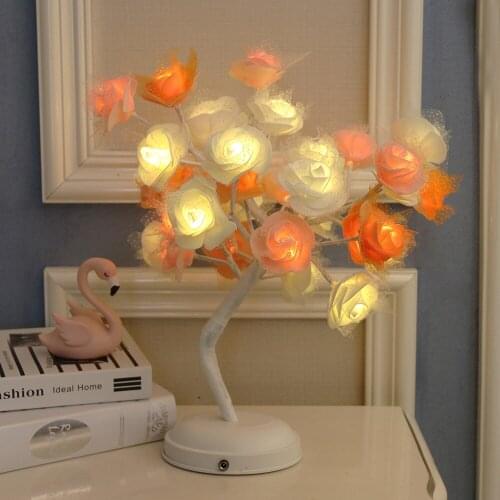 Romantic Rose Flower Tree Lights Battery Powered & USB Night Lamp For Wedding Valentines Day Event Party Garland Decorative