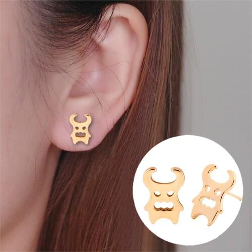 Shuangshuo 2017 Summer New Fashion Cool Animal Cartoon Stud Earrings for Women Fashion Devil Grimace Jewelry Party Gifts